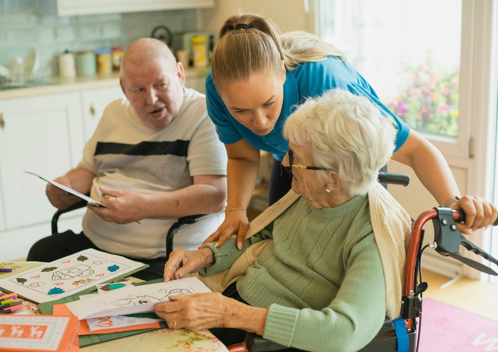 Older adult receiving help at home